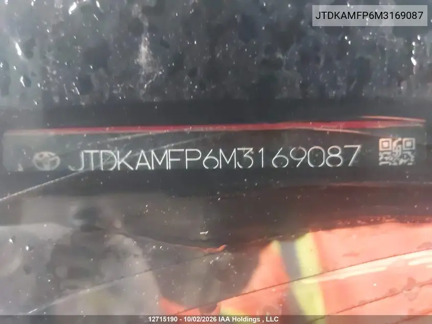 2021 TOYOTA PRIUS VIN JTDKAMFP6M3169087 — фото 20