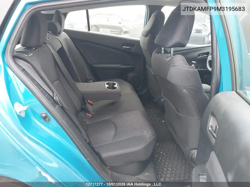 2021 TOYOTA PRIUS VIN JTDKAMFP9M3195683 — фото 8