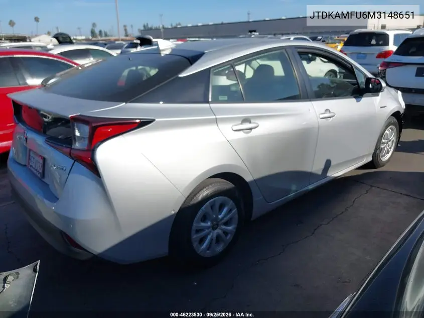 2021 TOYOTA PRIUS VIN JTDKAMFU6M3148651 — фото 4