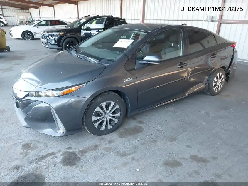 2021 TOYOTA PRIUS VIN JTDKAMFP1M3178375 — фото 2