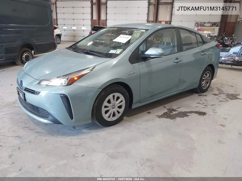 2021 TOYOTA PRIUS VIN JTDKAMFU1M3145771 — фото 2
