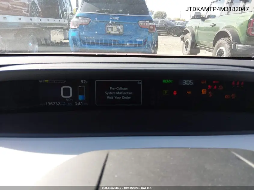 2021 TOYOTA PRIUS VIN JTDKAMFP4M3182047 — фото 7