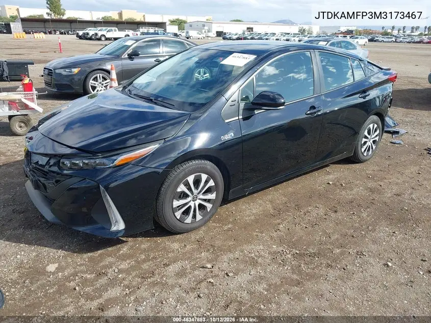 2021 TOYOTA PRIUS VIN JTDKAMFP3M3173467 — фото 2