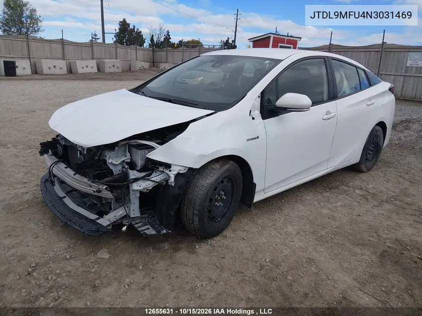 2022 TOYOTA PRIUS VIN JTDL9MFU4N3031469 — фото 2