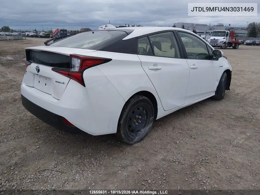 2022 TOYOTA PRIUS VIN JTDL9MFU4N3031469 — фото 4