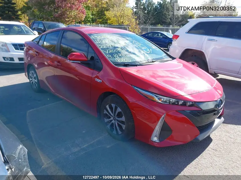 TOYOTA PRIUS 2022, VIN JTDKAMFP0N3200352