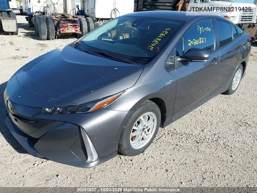 2022 TOYOTA PRIUS VIN JTDKAMFP8N3219425 — фото 2