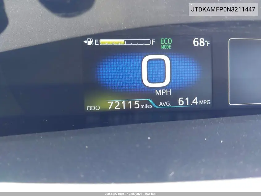 2022 TOYOTA PRIUS VIN JTDKAMFP0N3211447 — фото 15
