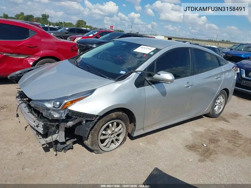 2022 TOYOTA PRIUS VIN JTDKAMFU3N3158491 — фото 2
