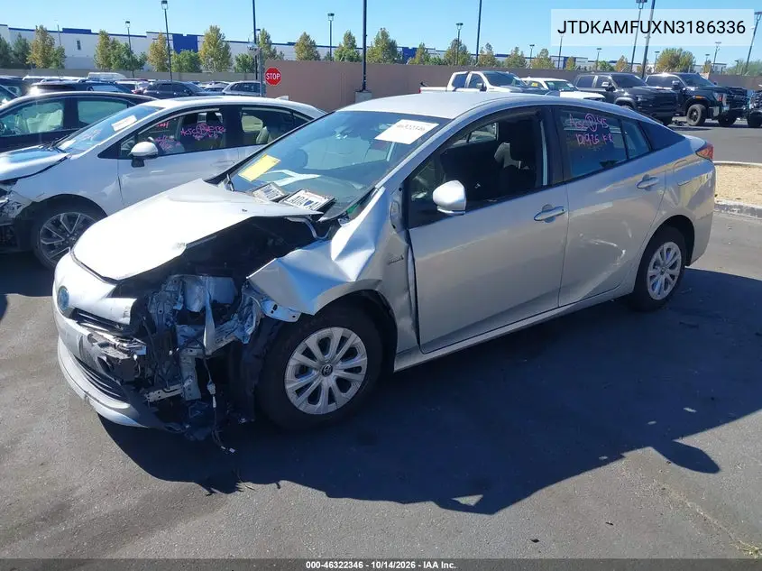 2022 TOYOTA PRIUS VIN JTDKAMFUXN3186336 — фото 2