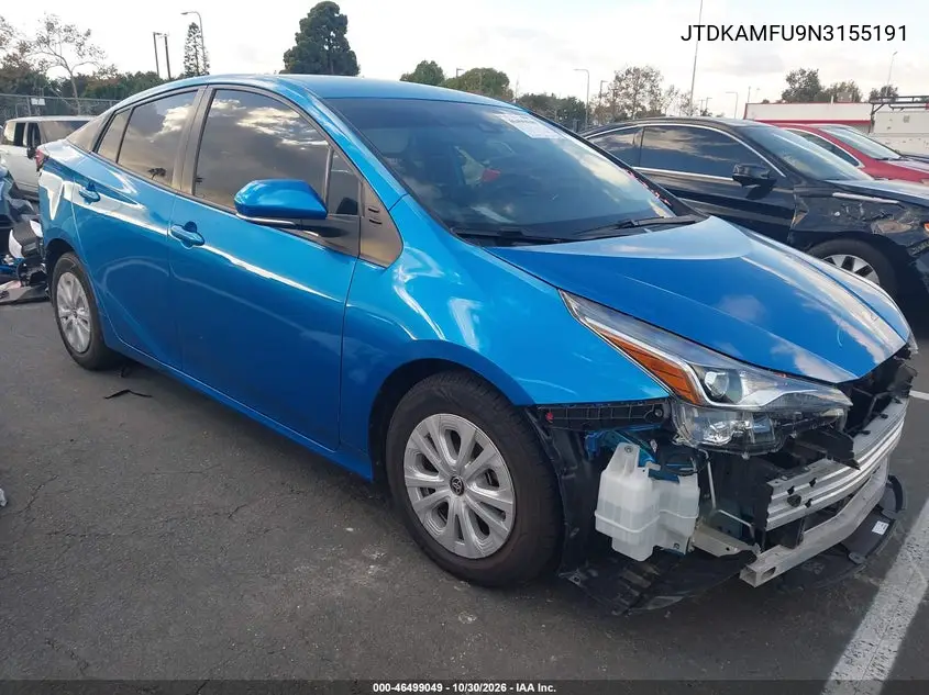 TOYOTA PRIUS 2022, VIN JTDKAMFU9N3155191