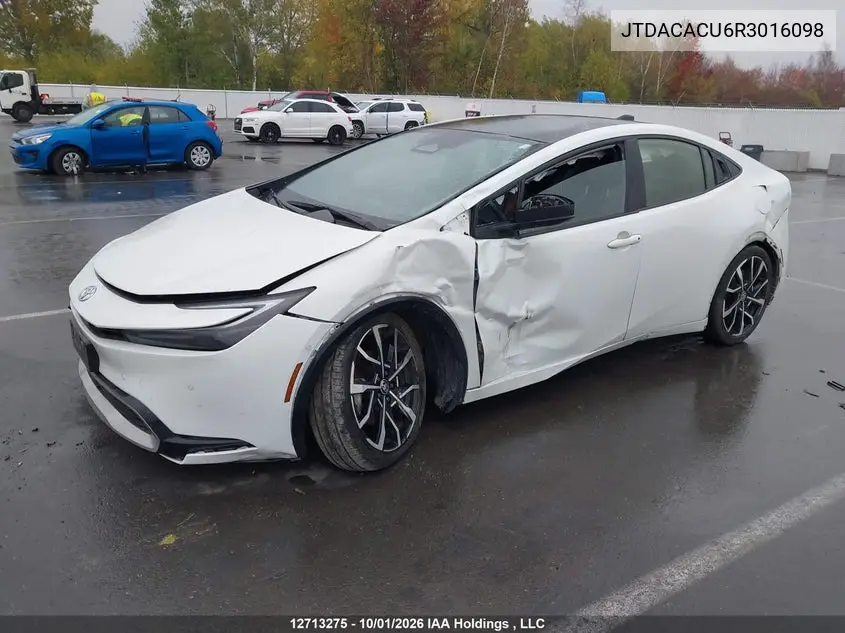 2024 TOYOTA PRIUS VIN JTDACACU6R3016098 — фото 2