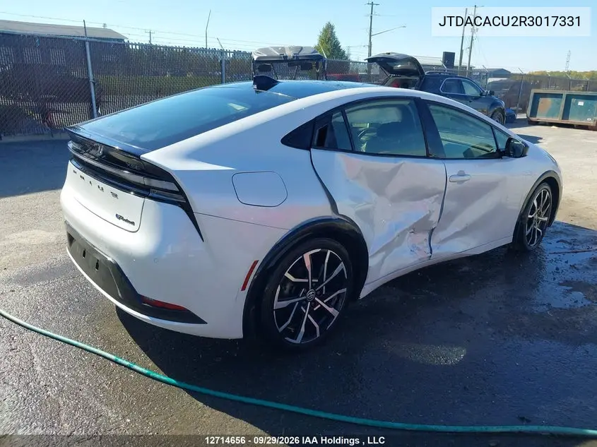 2024 TOYOTA PRIUS VIN JTDACACU2R3017331 — фото 4