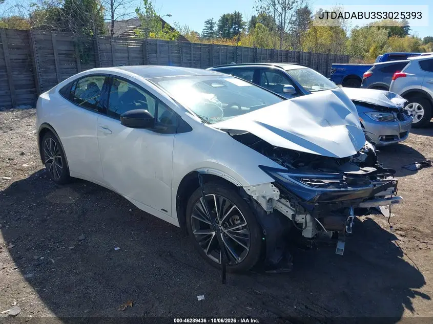 TOYOTA PRIUS 2025, VIN JTDADABU3S3025393