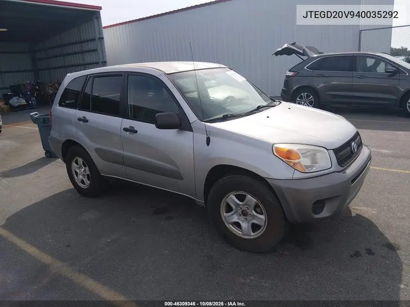 TOYOTA RAV 4 2004, VIN JTEGD20V940035292