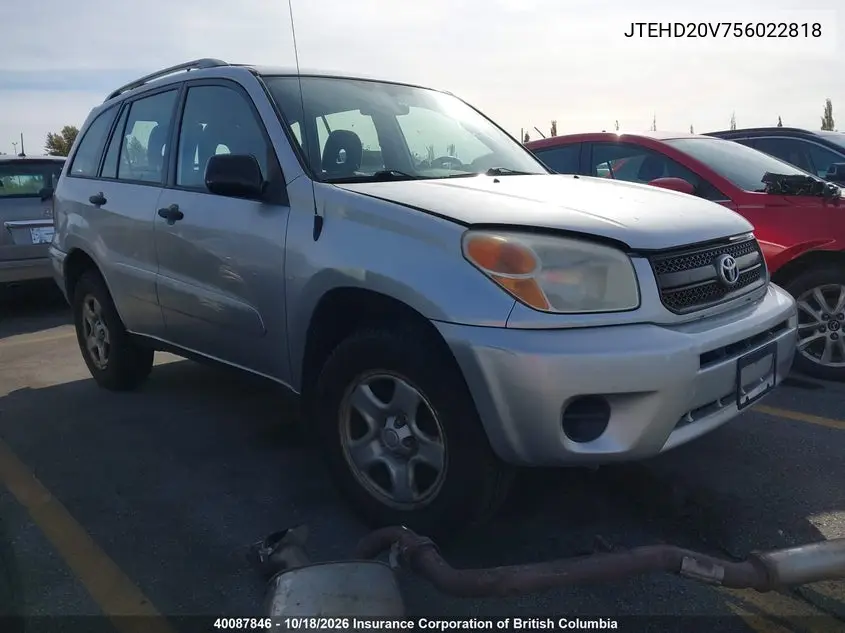 TOYOTA RAV 4 2005, VIN JTEHD20V756022818