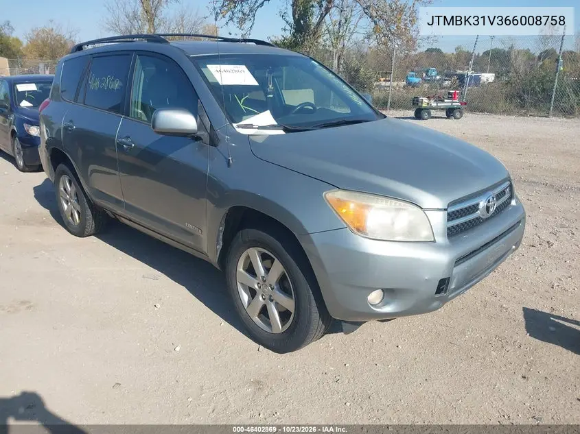TOYOTA RAV 4 2006, VIN JTMBK31V366008758
