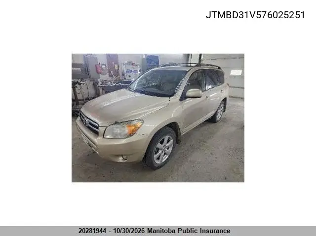 TOYOTA RAV 4 2007, VIN JTMBD31V576025251