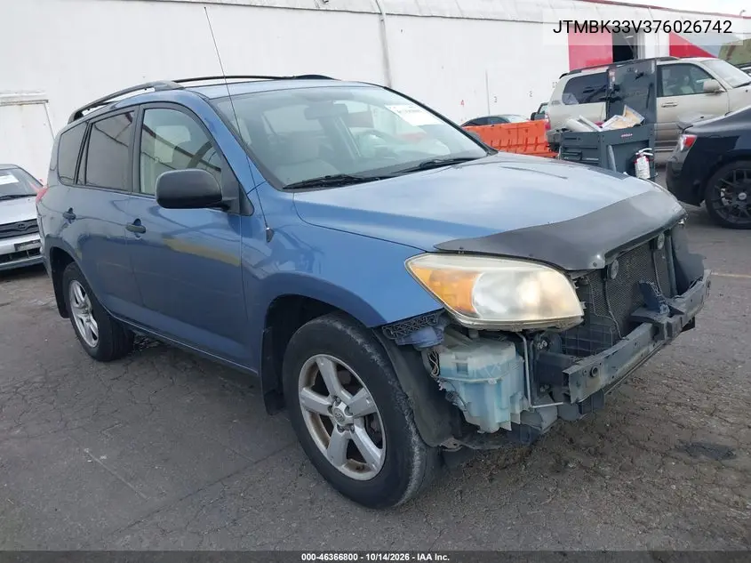 TOYOTA RAV 4 2007, VIN JTMBK33V376026742