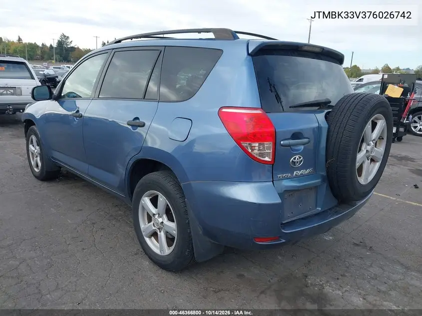 2007 TOYOTA RAV 4 VIN JTMBK33V376026742 — фото 3