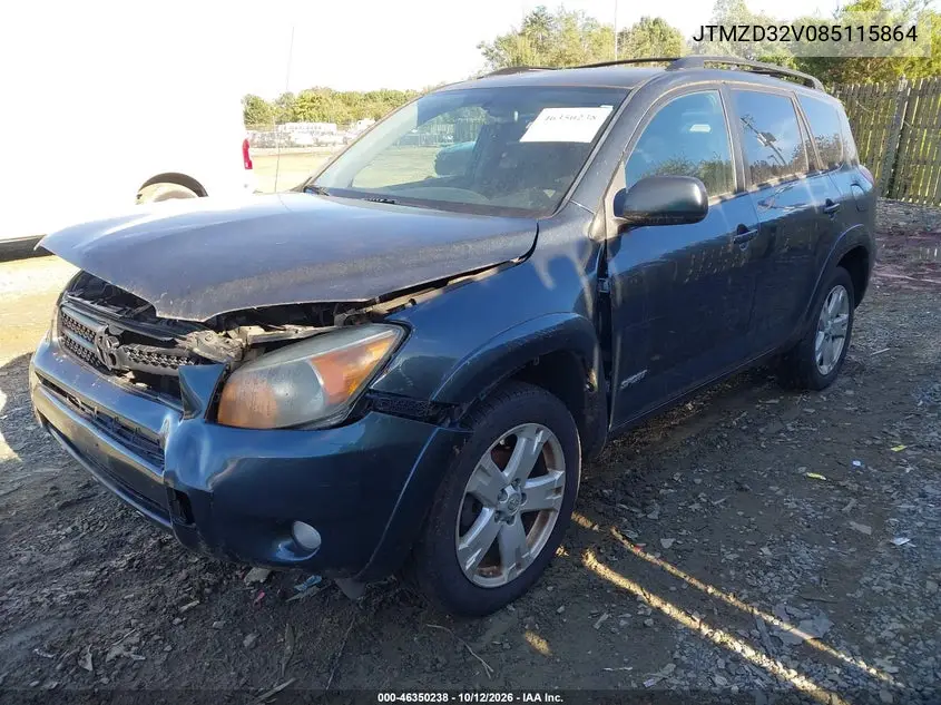 2008 TOYOTA RAV 4 VIN JTMZD32V085115864 — фото 2