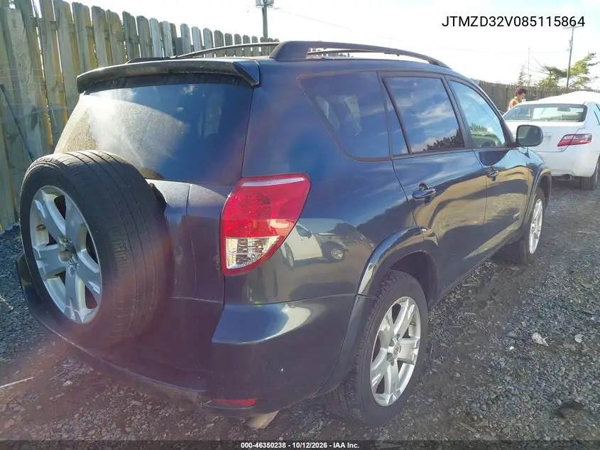 2008 TOYOTA RAV 4 VIN JTMZD32V085115864 — фото 4