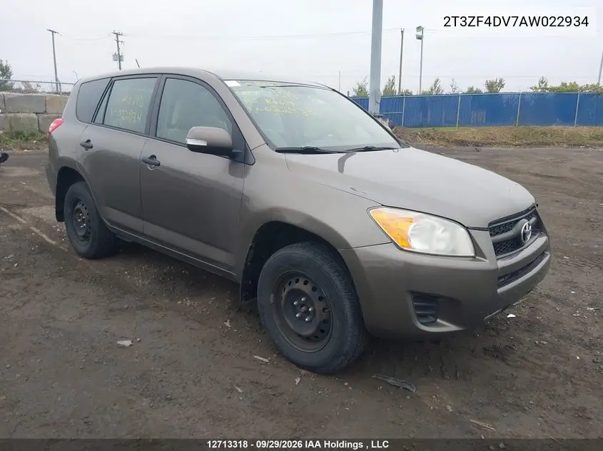 TOYOTA RAV 4 2010, VIN 2T3ZF4DV7AW022934