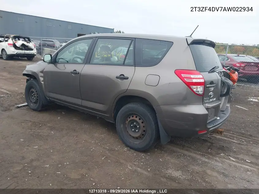 2010 TOYOTA RAV 4 VIN 2T3ZF4DV7AW022934 — фото 3