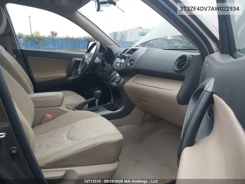 2010 TOYOTA RAV 4 VIN 2T3ZF4DV7AW022934 — фото 5