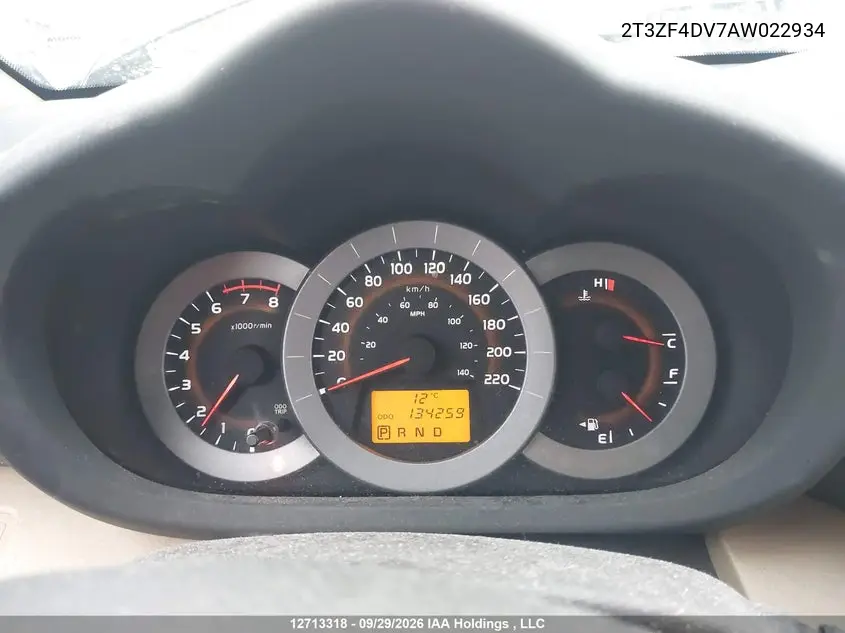 2010 TOYOTA RAV 4 VIN 2T3ZF4DV7AW022934 — фото 7