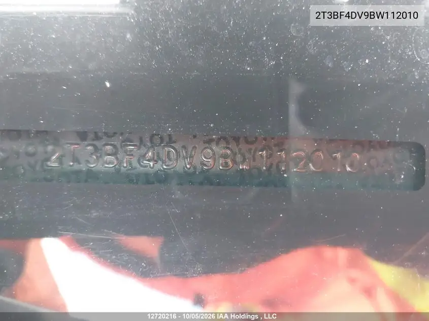 2011 TOYOTA RAV 4 VIN 2T3BF4DV9BW112010 — фото 19