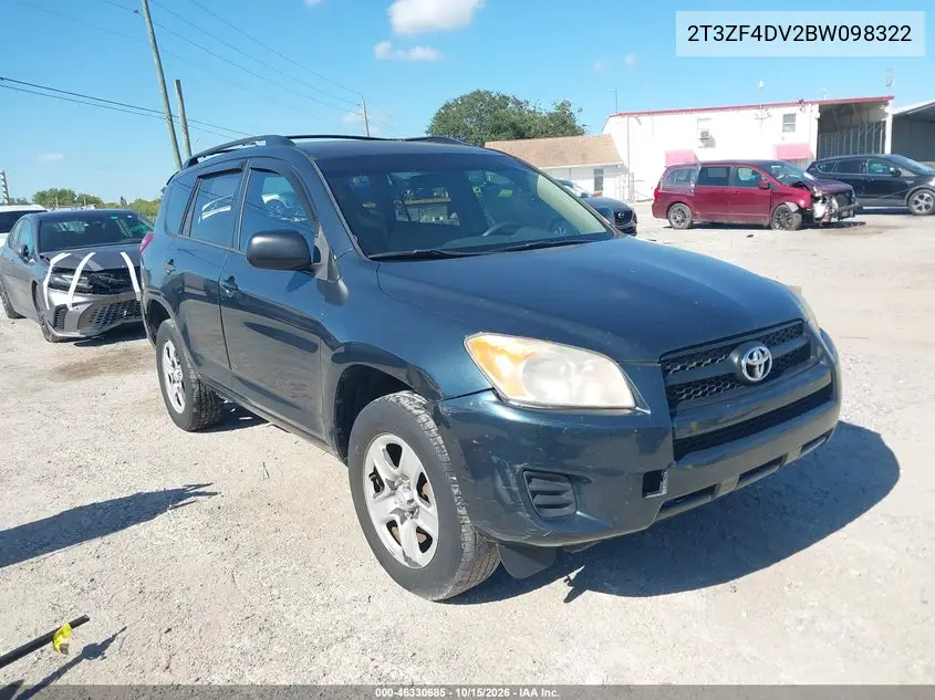 TOYOTA RAV 4 2011, VIN 2T3ZF4DV2BW098322