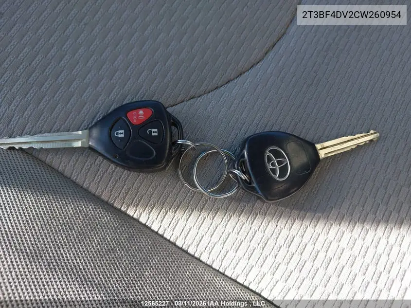 2012 TOYOTA RAV 4 VIN 2T3BF4DV2CW260954 — фото 11