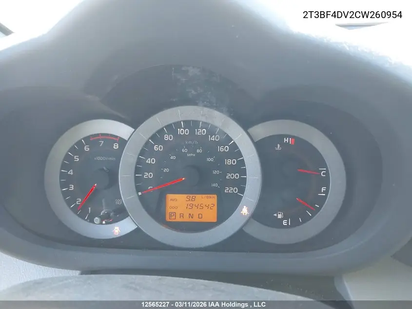 2012 TOYOTA RAV 4 VIN 2T3BF4DV2CW260954 — фото 7