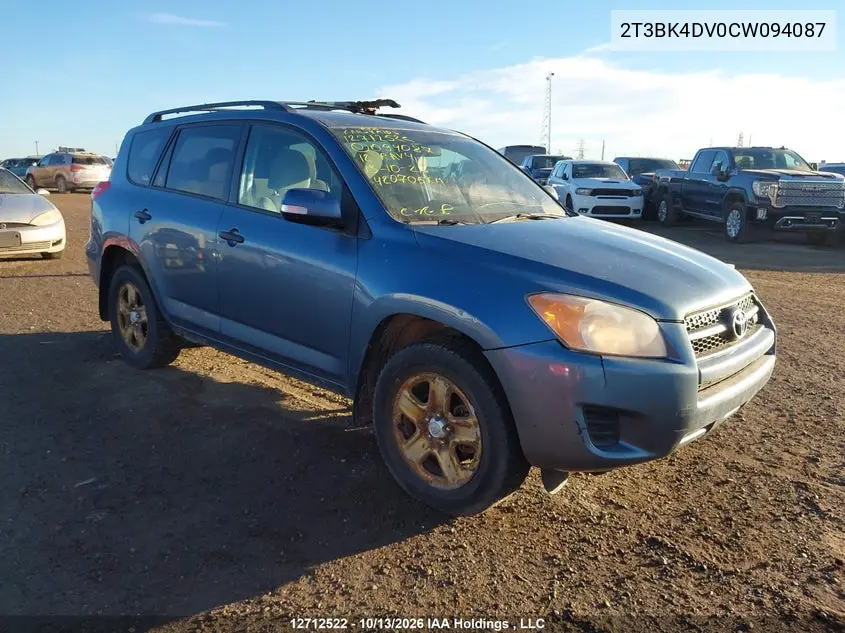 TOYOTA RAV 4 2012, VIN 2T3BK4DV0CW094087