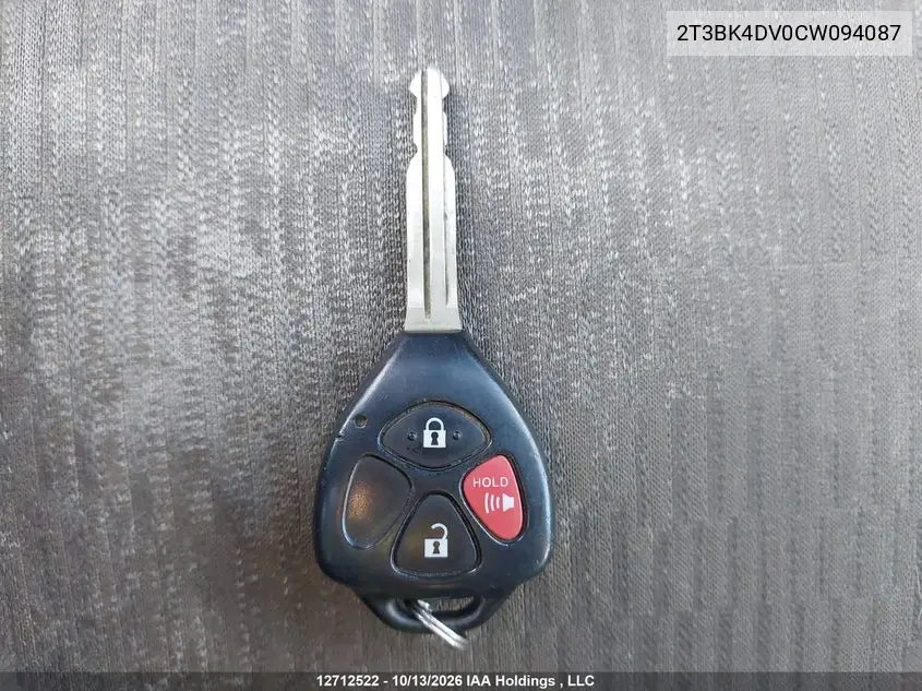 2012 TOYOTA RAV 4 VIN 2T3BK4DV0CW094087 — фото 11