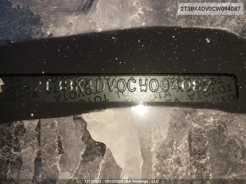 2012 TOYOTA RAV 4 VIN 2T3BK4DV0CW094087 — фото 19