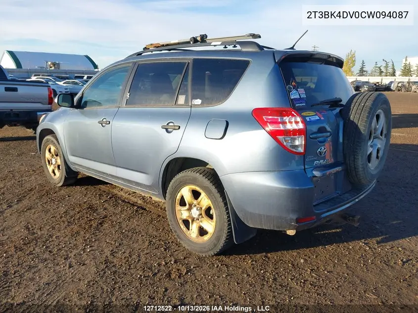 2012 TOYOTA RAV 4 VIN 2T3BK4DV0CW094087 — фото 3