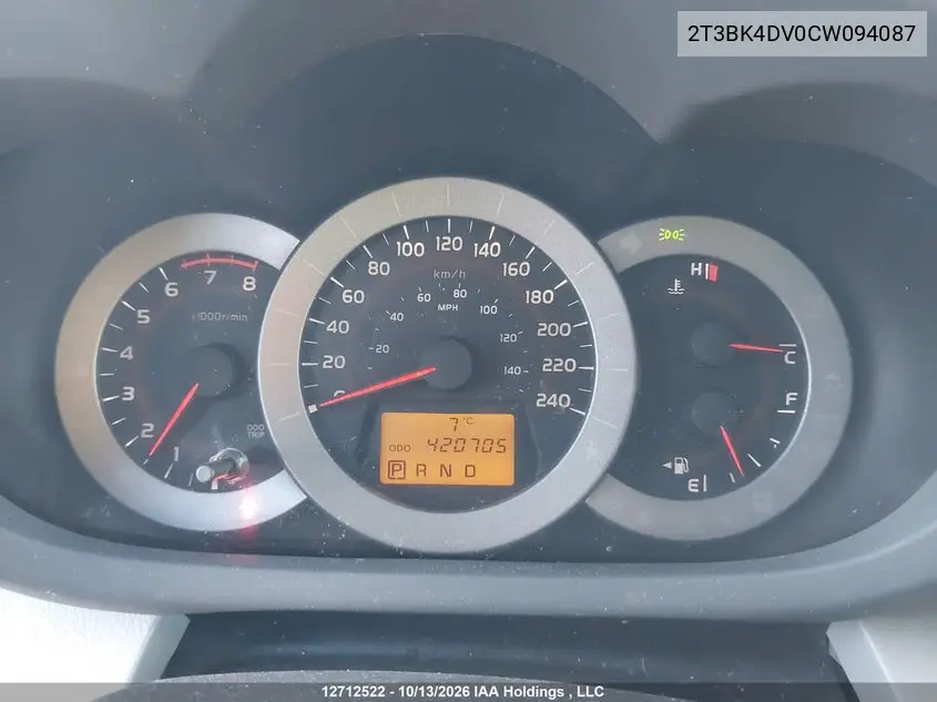 2012 TOYOTA RAV 4 VIN 2T3BK4DV0CW094087 — фото 7