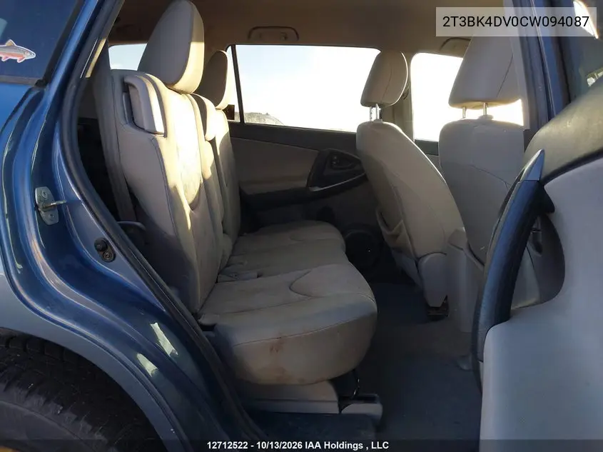 2012 TOYOTA RAV 4 VIN 2T3BK4DV0CW094087 — фото 8