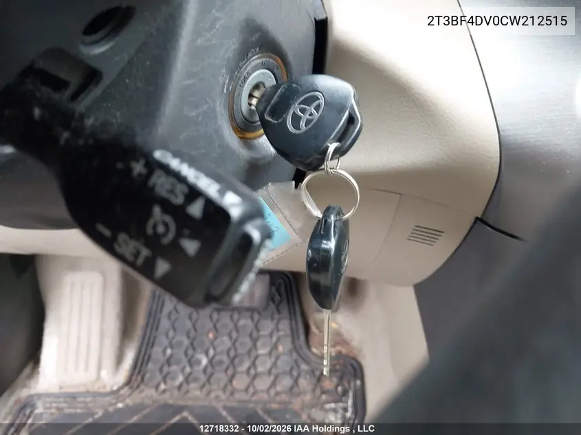 2012 TOYOTA RAV 4 VIN 2T3BF4DV0CW212515 — фото 10