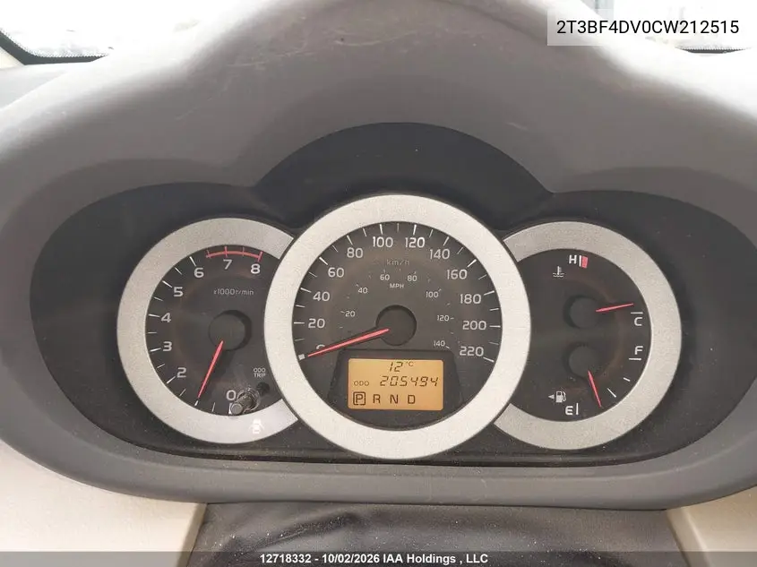 2012 TOYOTA RAV 4 VIN 2T3BF4DV0CW212515 — фото 7