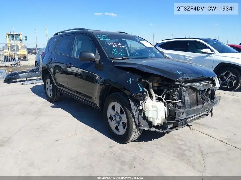 TOYOTA RAV 4 2012, VIN 2T3ZF4DV1CW119341