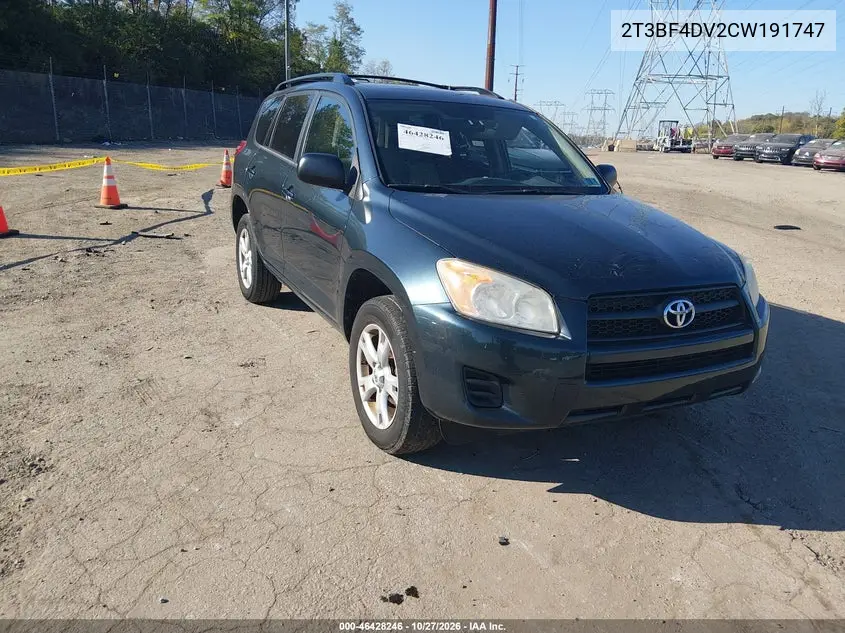 TOYOTA RAV 4 2012, VIN 2T3BF4DV2CW191747