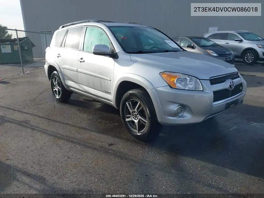 TOYOTA RAV 4 2012, VIN 2T3EK4DV0CW086018