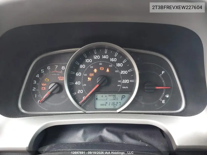 2014 TOYOTA RAV 4 VIN 2T3BFREVXEW227604 — фото 7