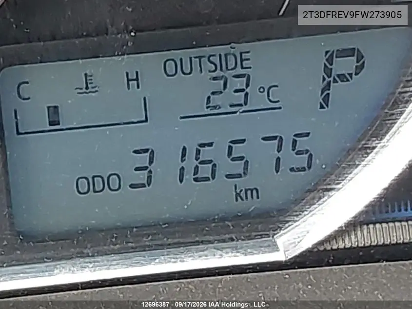 2015 TOYOTA RAV 4 VIN 2T3DFREV9FW273905 — фото 15
