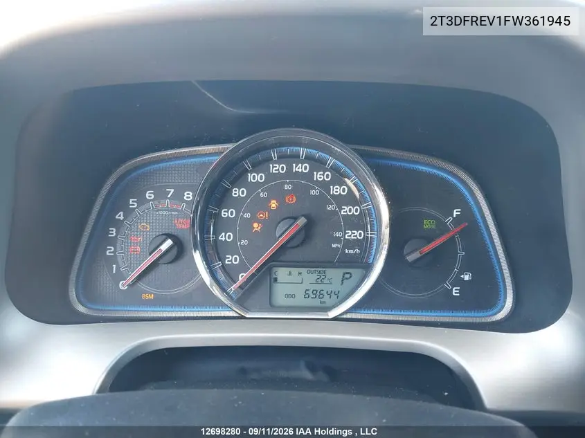 2015 TOYOTA RAV 4 VIN 2T3DFREV1FW361945 — фото 7