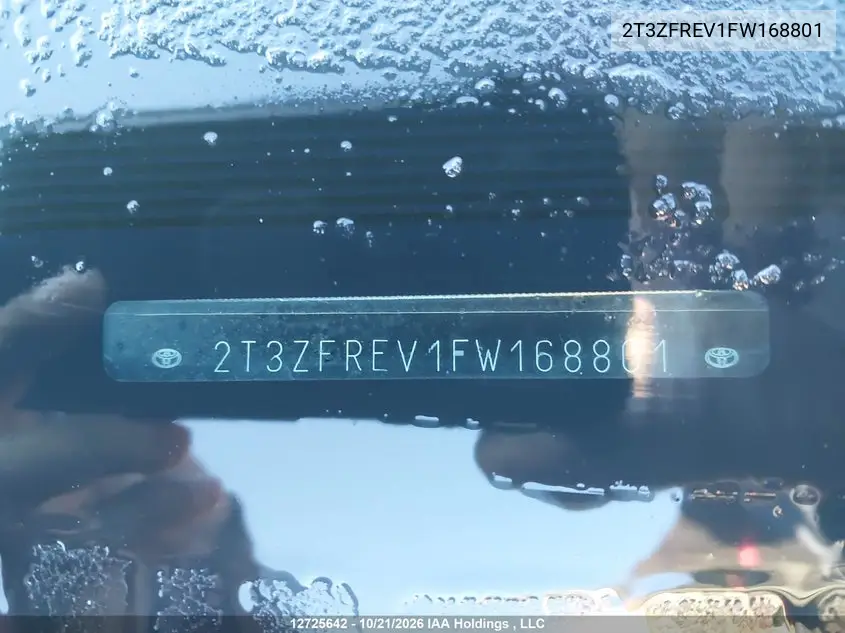 2015 TOYOTA RAV 4 VIN 2T3ZFREV1FW168801 — фото 17