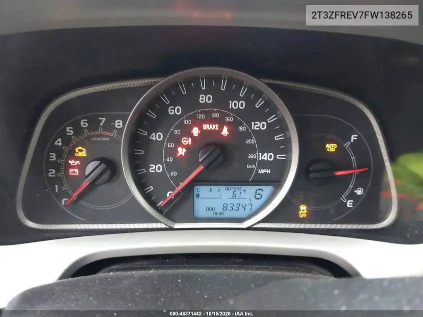 2015 TOYOTA RAV 4 VIN 2T3ZFREV7FW138265 — фото 7